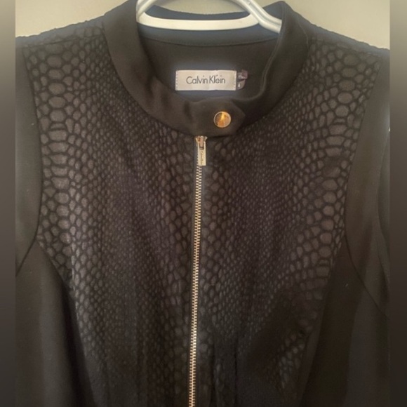 Calvin Klein Snake Print Gold Zip Up Moto Style Bandage Dress Size 4/6 - Picture 5 of 7